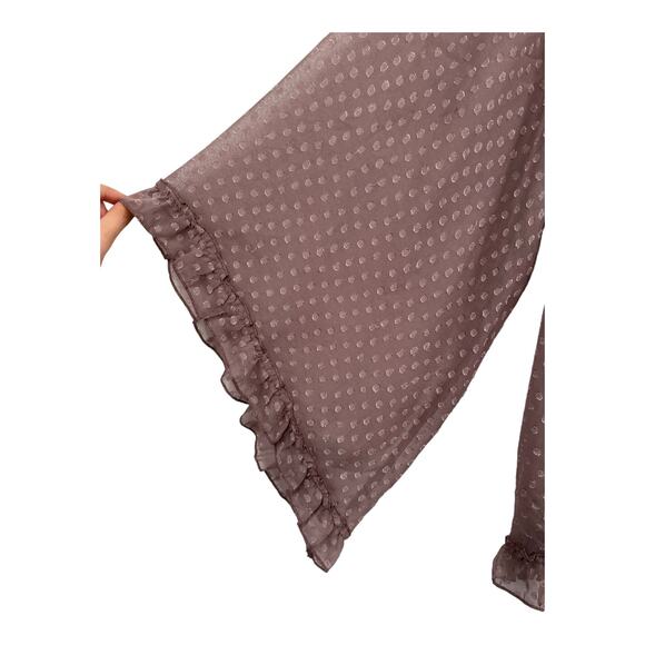 Solitaire top swiss dot long sleeve tie front sheer size Small S - Picture 2 of 4